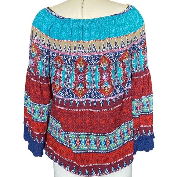 Soulmates Vibrant Patterned Off-Shoulder Blouse - Picture 2 of 13